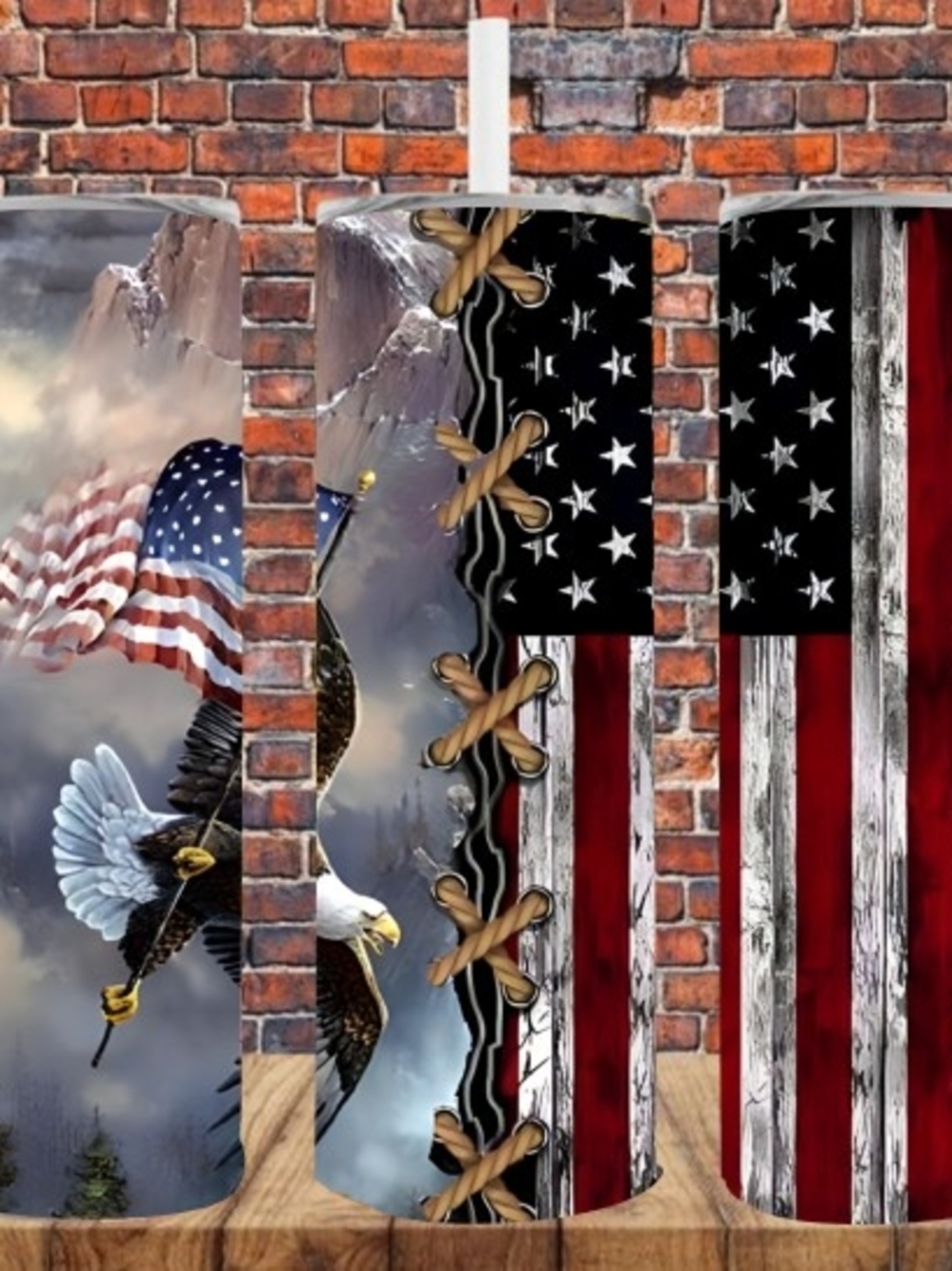 Sublimation Tumbler Patriotic Eagle Holding Flag